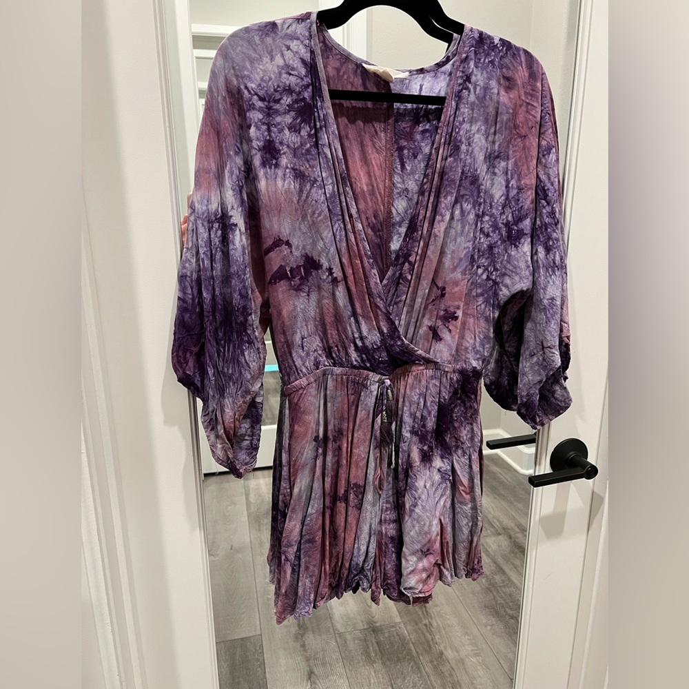 Purple tie dye romper